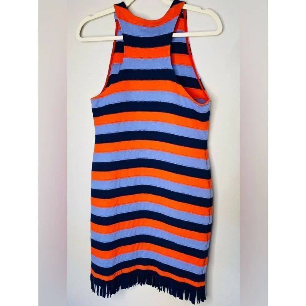🛍️ Tory Burch Striped Knit Tank Dress in Coral, Light Blue & Navy. Size Medium. - Picture 5 of 14